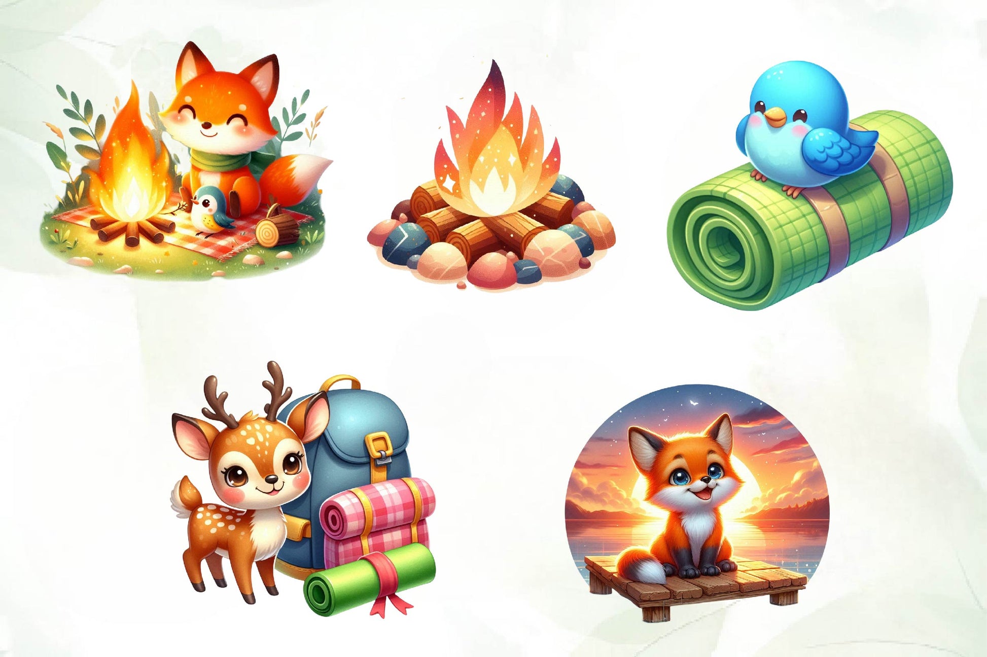 Cute Camping Water Color Clipart Bundle - CraftNest - Digital Crafting and Art