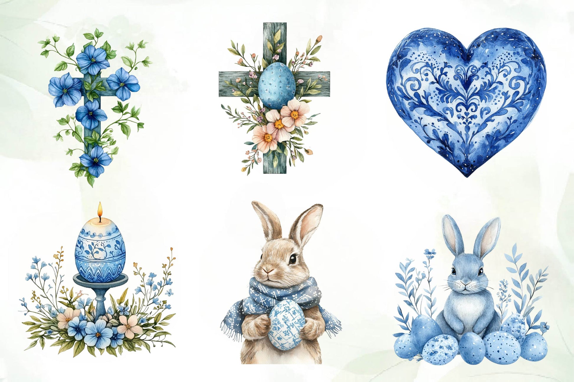 Blue Nordic Easter Clipart Bundle - CraftNest - Digital Crafting and Art