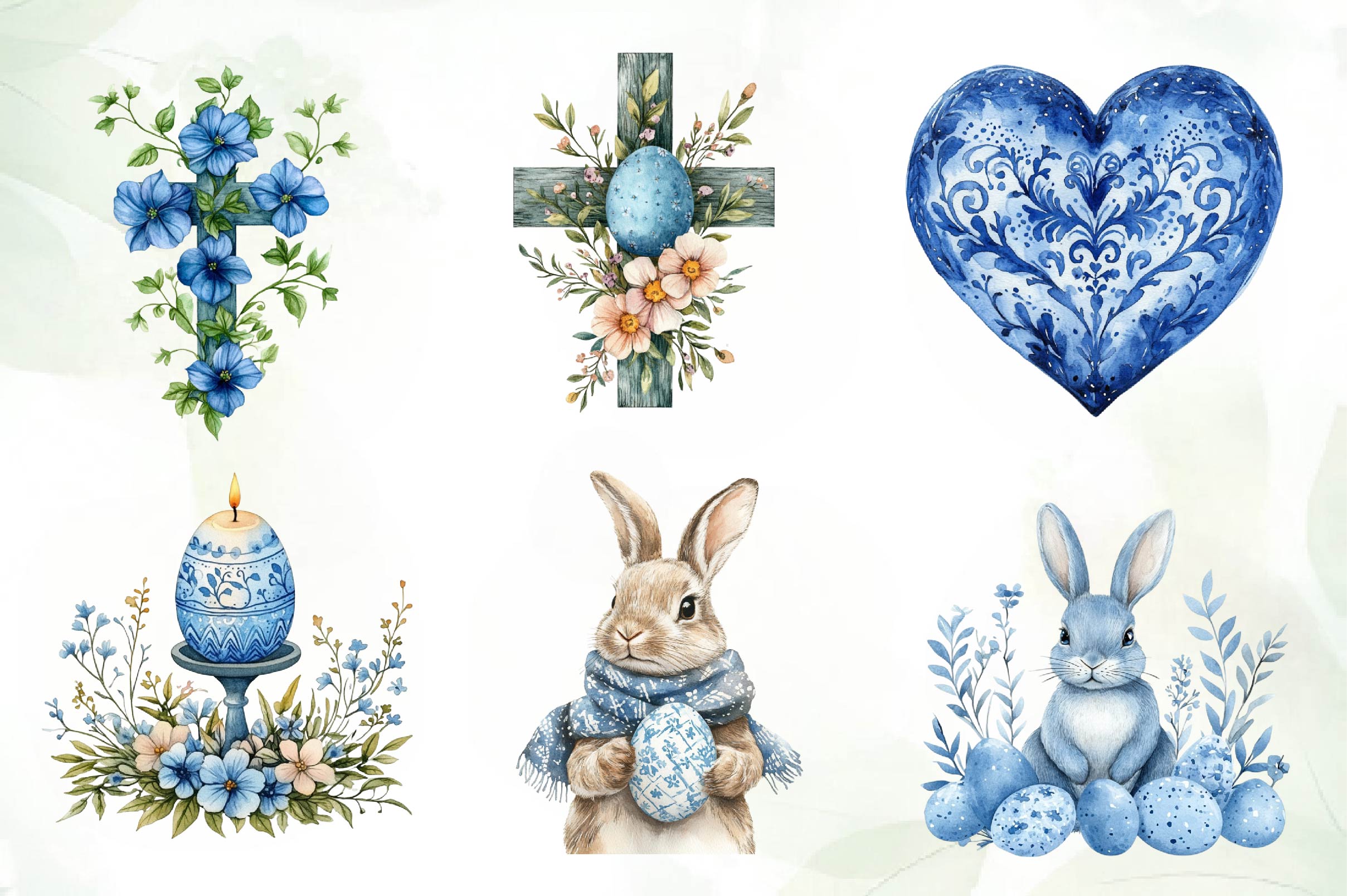 Blue Nordic Easter Clipart Bundle - CraftNest - Digital Crafting and Art