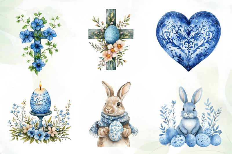 Blue Nordic Easter Clipart Bundle - CraftNest - Digital Crafting and Art