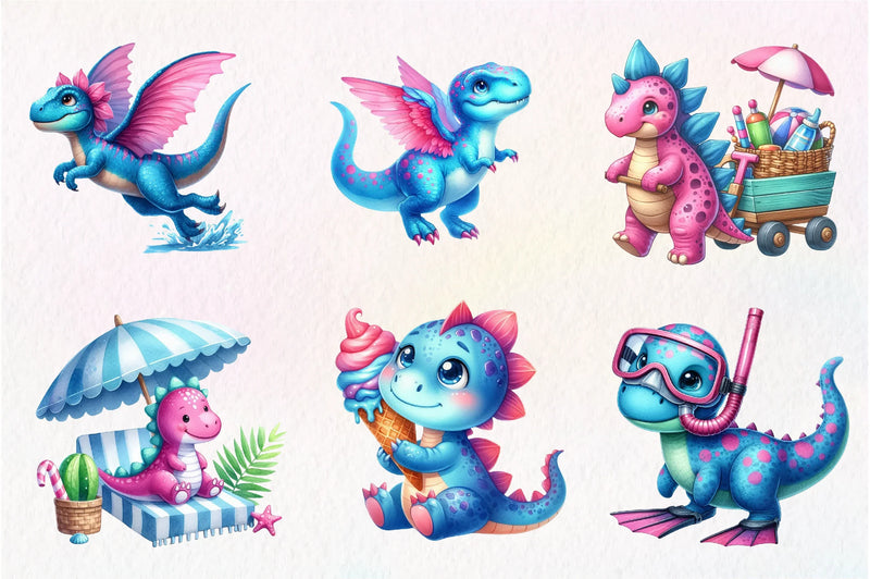 Summer Dinosaur Clipart Bundle - CraftNest - Digital Crafting and Art
