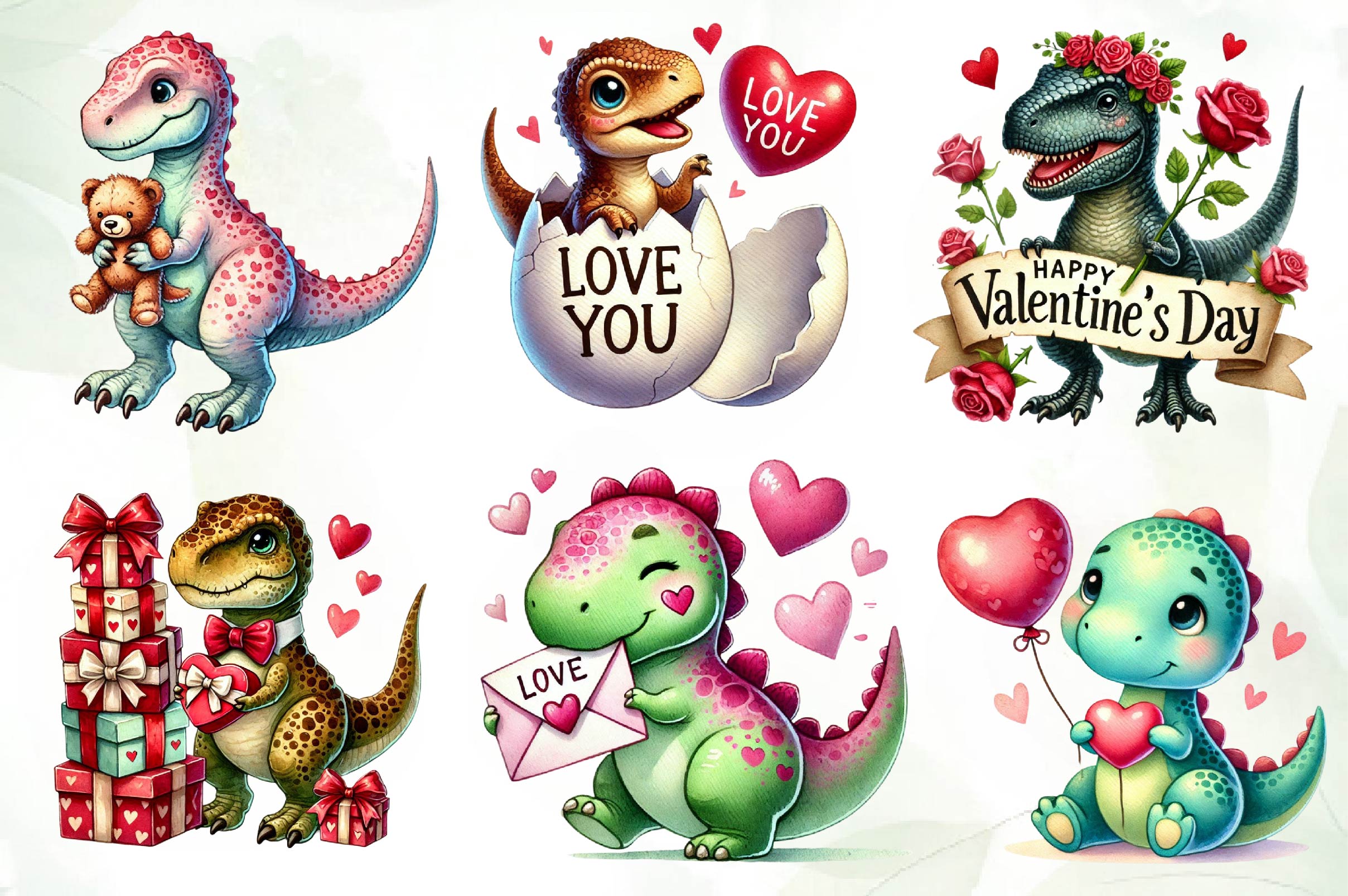 Valentines Day T Rex Clipart Bundle - CraftNest - Digital Crafting and Art