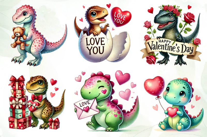 Valentines Day T Rex Clipart Bundle - CraftNest - Digital Crafting and Art