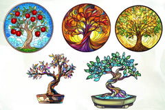 Round Stained Glass Tree Clipart Bundle - CraftNest - Digital Crafting and Art