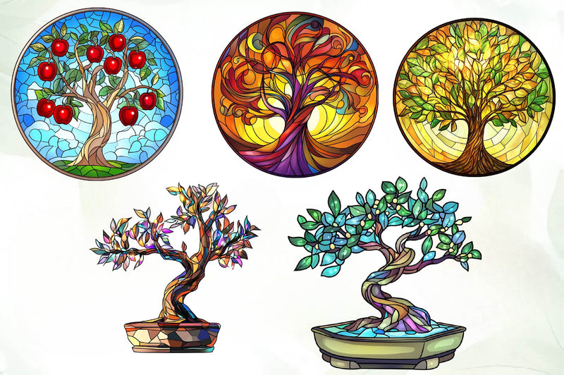 Round Stained Glass Tree Clipart Bundle - CraftNest - Digital Crafting and Art