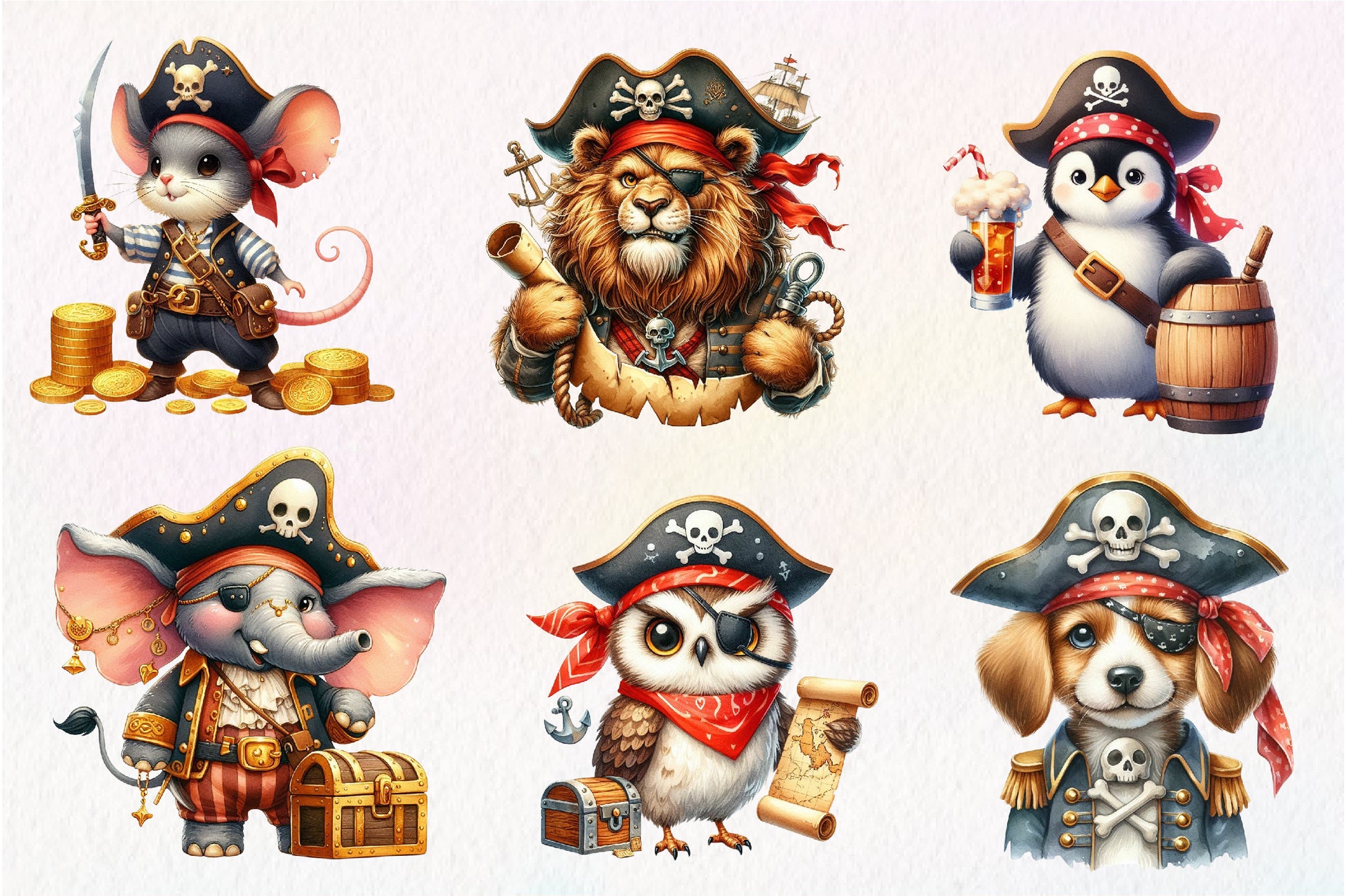 Animals Pirate Clipart Bundle - CraftNest - Digital Crafting and Art