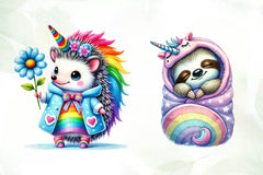 Unicorn Cute Animals Clipart Bundle - CraftNest - Digital Crafting and Art
