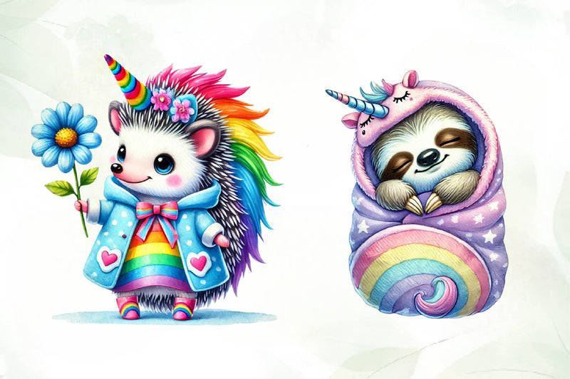 Unicorn Cute Animals Clipart Bundle - CraftNest - Digital Crafting and Art