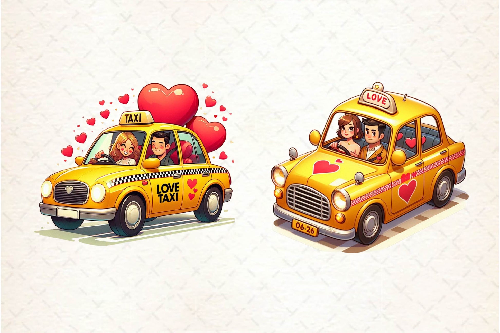 Valentines Love Taxi Clipart Bundle - CraftNest - Digital Crafting and Art