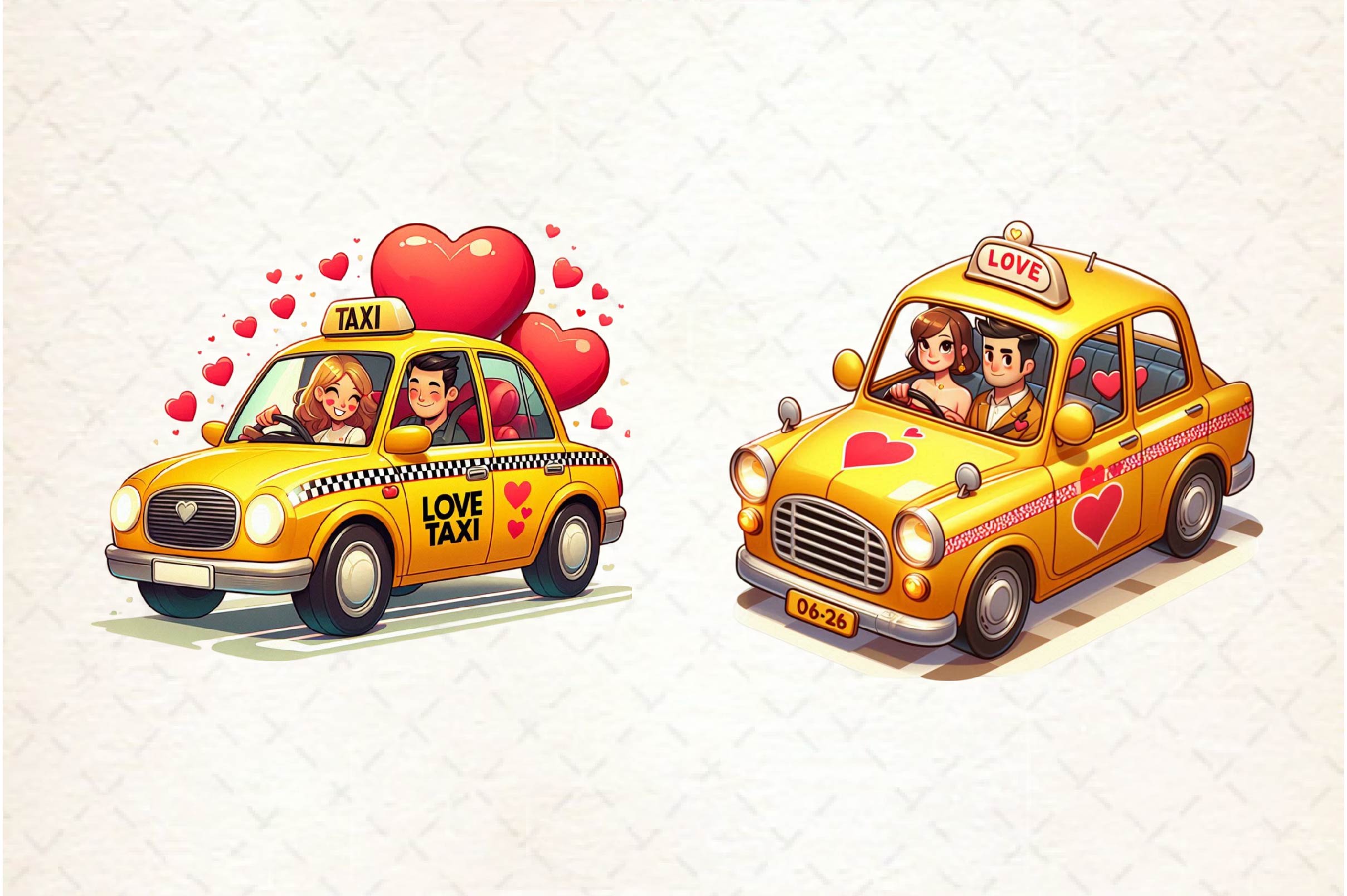 Valentines Love Taxi Clipart Bundle - CraftNest - Digital Crafting and Art
