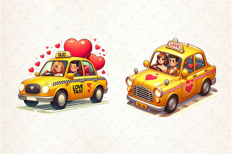 Valentines Love Taxi Clipart Bundle - CraftNest - Digital Crafting and Art