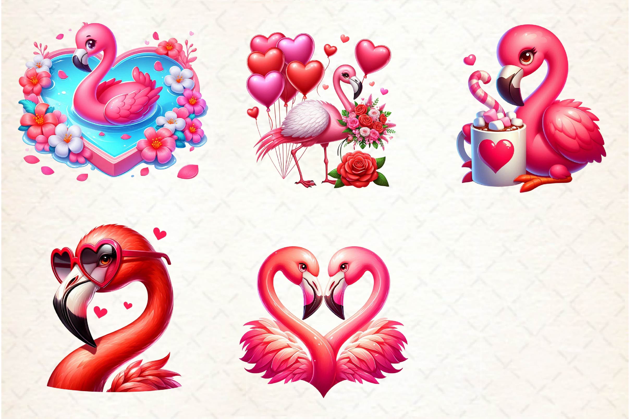 Valentine's Day Love Flamingo Clipart Bundle - CraftNest - Digital Crafting and Art