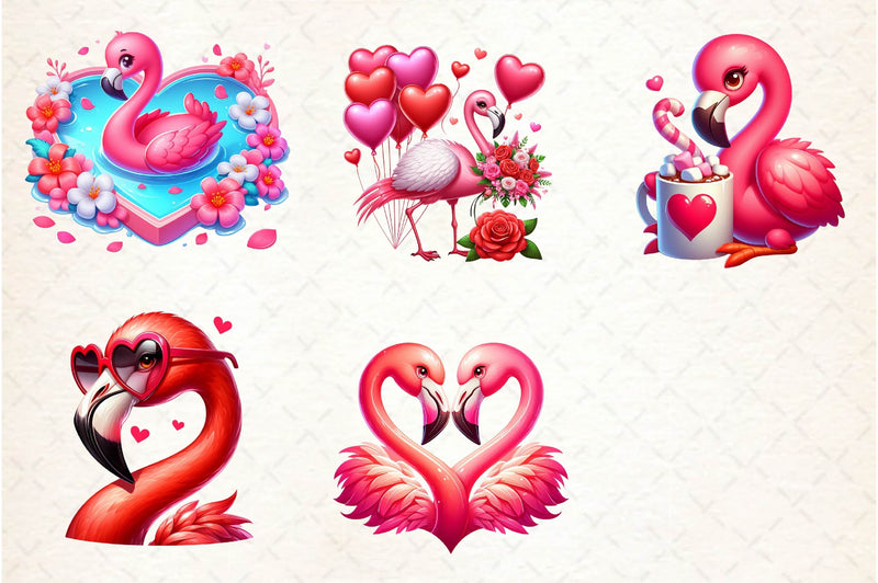Valentine's Day Love Flamingo Clipart Bundle - CraftNest - Digital Crafting and Art