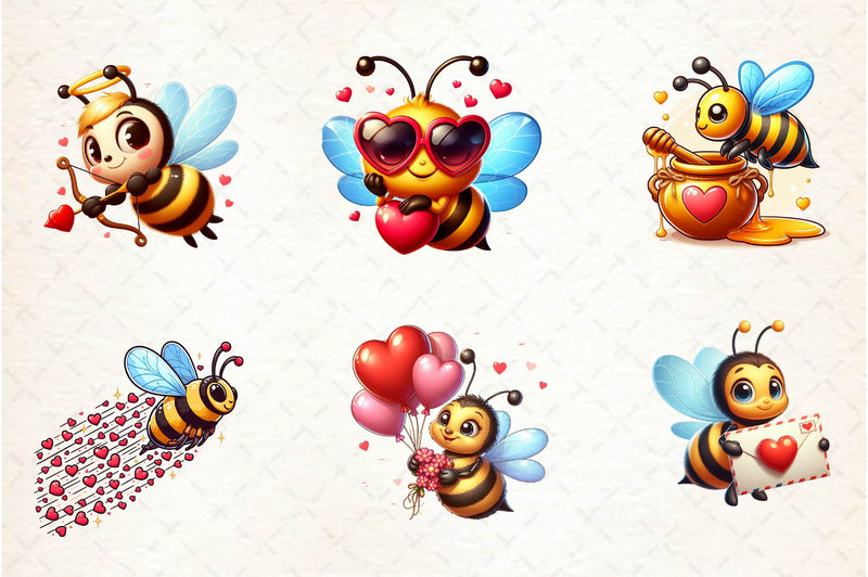 Bee Valentine's Day Clipart Bundle - CraftNest - Digital Crafting and Art