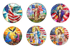Round Stained Glass 4th Of July Nativity Clipart Bundle - CraftNest - Digital Crafting and Art