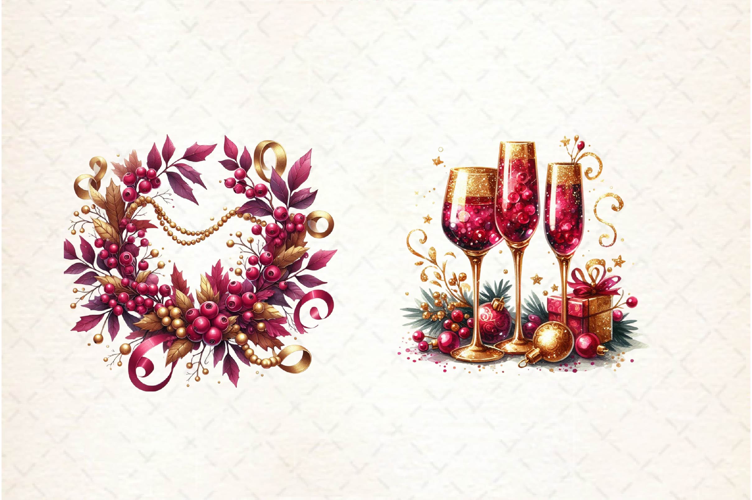 Burgundy Beauty & Holiday Clipart Bundle - CraftNest - Digital Crafting and Art
