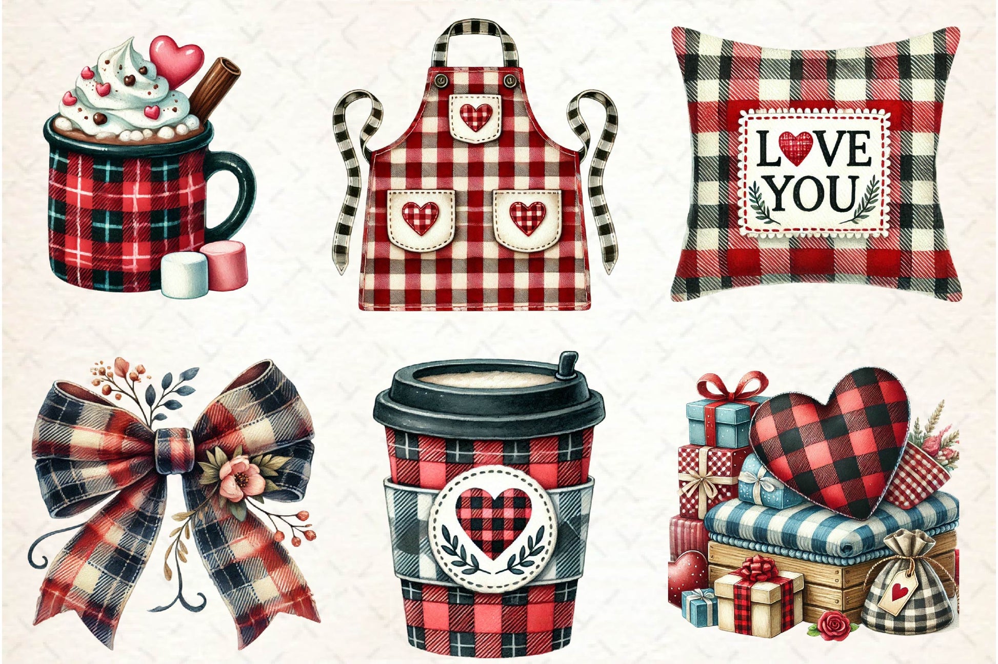Valentines Buffalo Plaid Clipart Bundle - CraftNest - Digital Crafting and Art