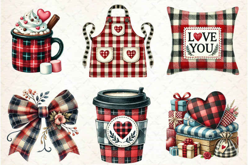 Valentines Buffalo Plaid Clipart Bundle - CraftNest - Digital Crafting and Art
