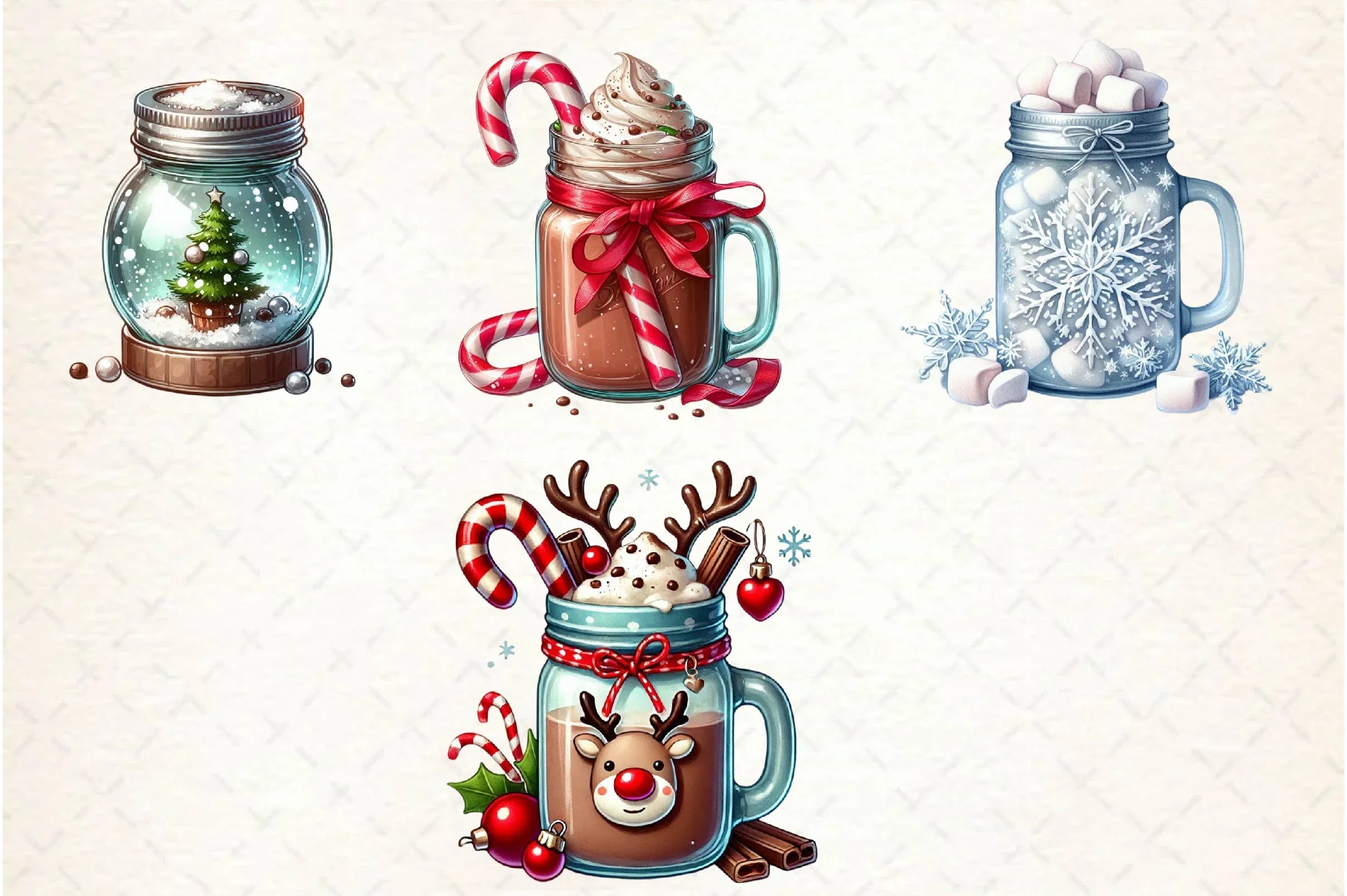 Christmas Hot Cocoa Mason Jar Clipart Bundle 1 - CraftNest - Digital Crafting and Art