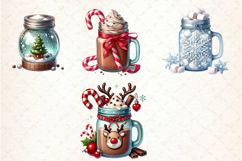 Christmas Hot Cocoa Mason Jar Clipart Bundle 1 - CraftNest - Digital Crafting and Art