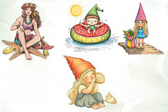 Beach Girl Gnomes Collection Clipart Bundle - CraftNest - Digital Crafting and Art