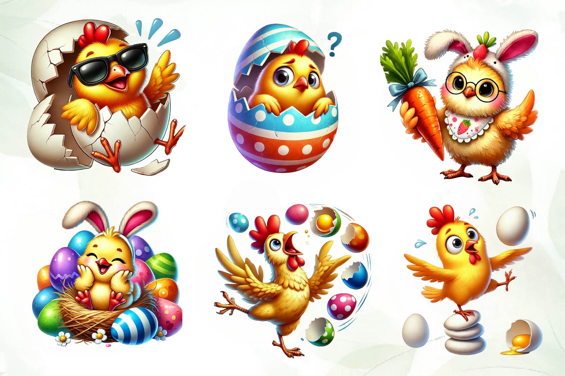 Funny Easter Chicken Clipart Bundle - CraftNest - Digital Crafting and Art
