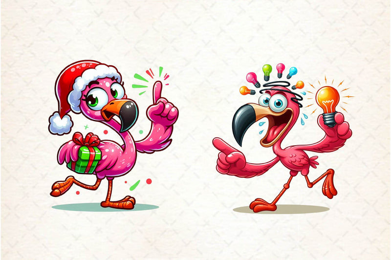 Christmas Funny Flamingo Clipart Bundle - CraftNest - Digital Crafting and Art