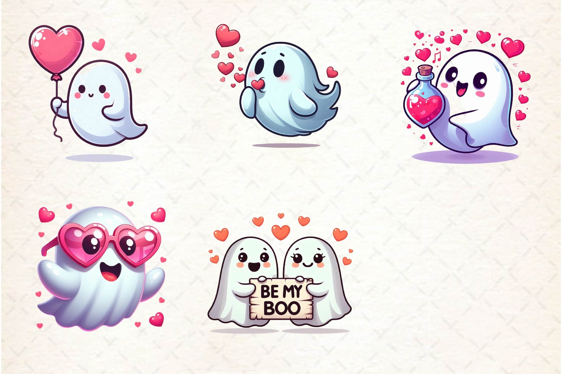Cute Ghost Valentine Day Clipart Bundle - CraftNest - Digital Crafting and Art