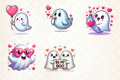 Cute Ghost Valentine Day Clipart Bundle - CraftNest - Digital Crafting and Art