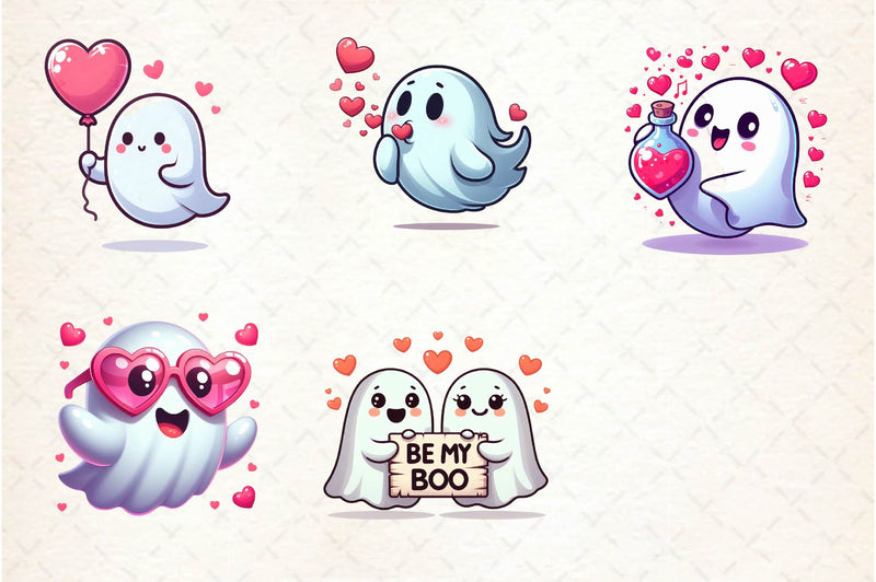 Cute Ghost Valentine Day Clipart Bundle - CraftNest - Digital Crafting and Art