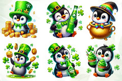 St Patricks Day Cute Penguin Clipart Bundle - CraftNest - Digital Crafting and Art