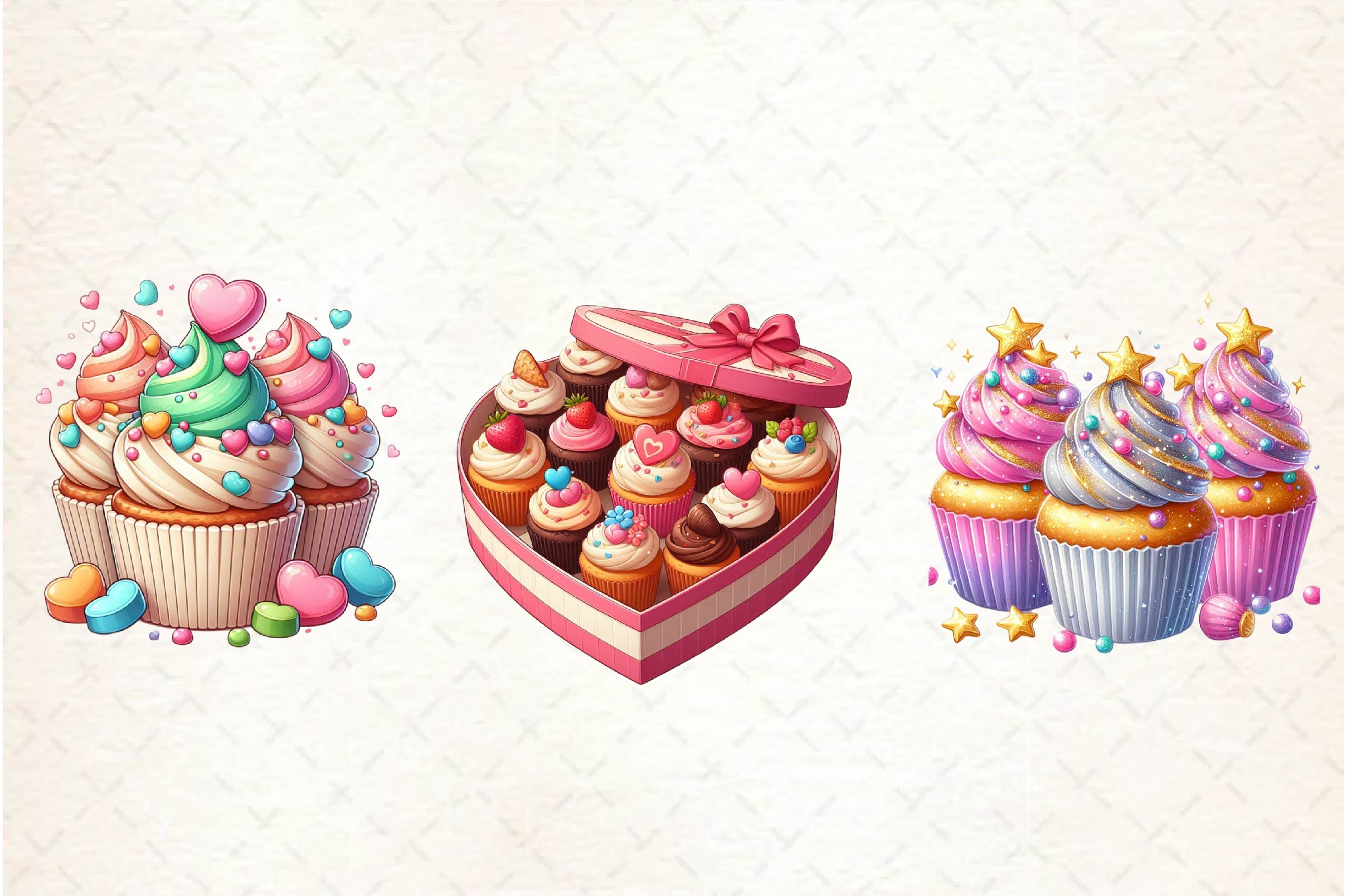 Valentine Sweet Cupcake Clipart Bundle - CraftNest - Digital Crafting and Art