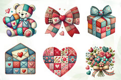 Patchwork Valentines Day Clipart Bundle - CraftNest - Digital Crafting and Art