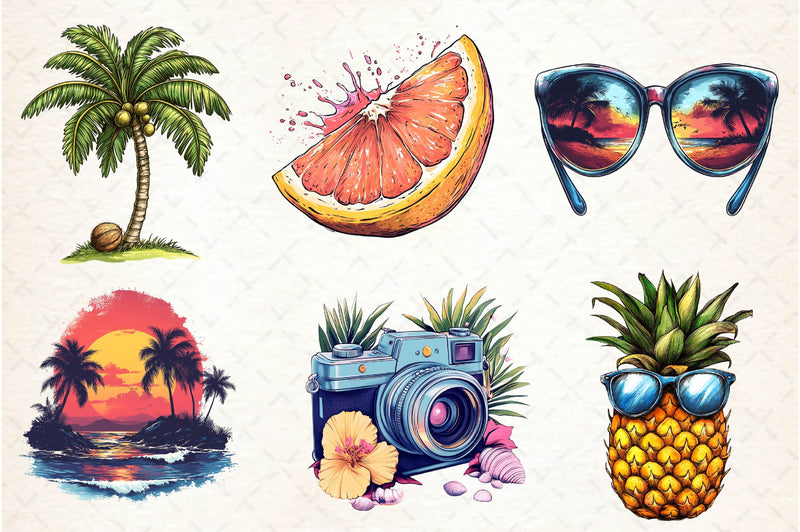 Hand Drawn Summer Clipart Bundle - CraftNest - Digital Crafting and Art