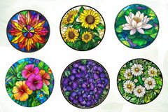 Floral Round Stained Glass Clipart Bundle - CraftNest - Digital Crafting and Art