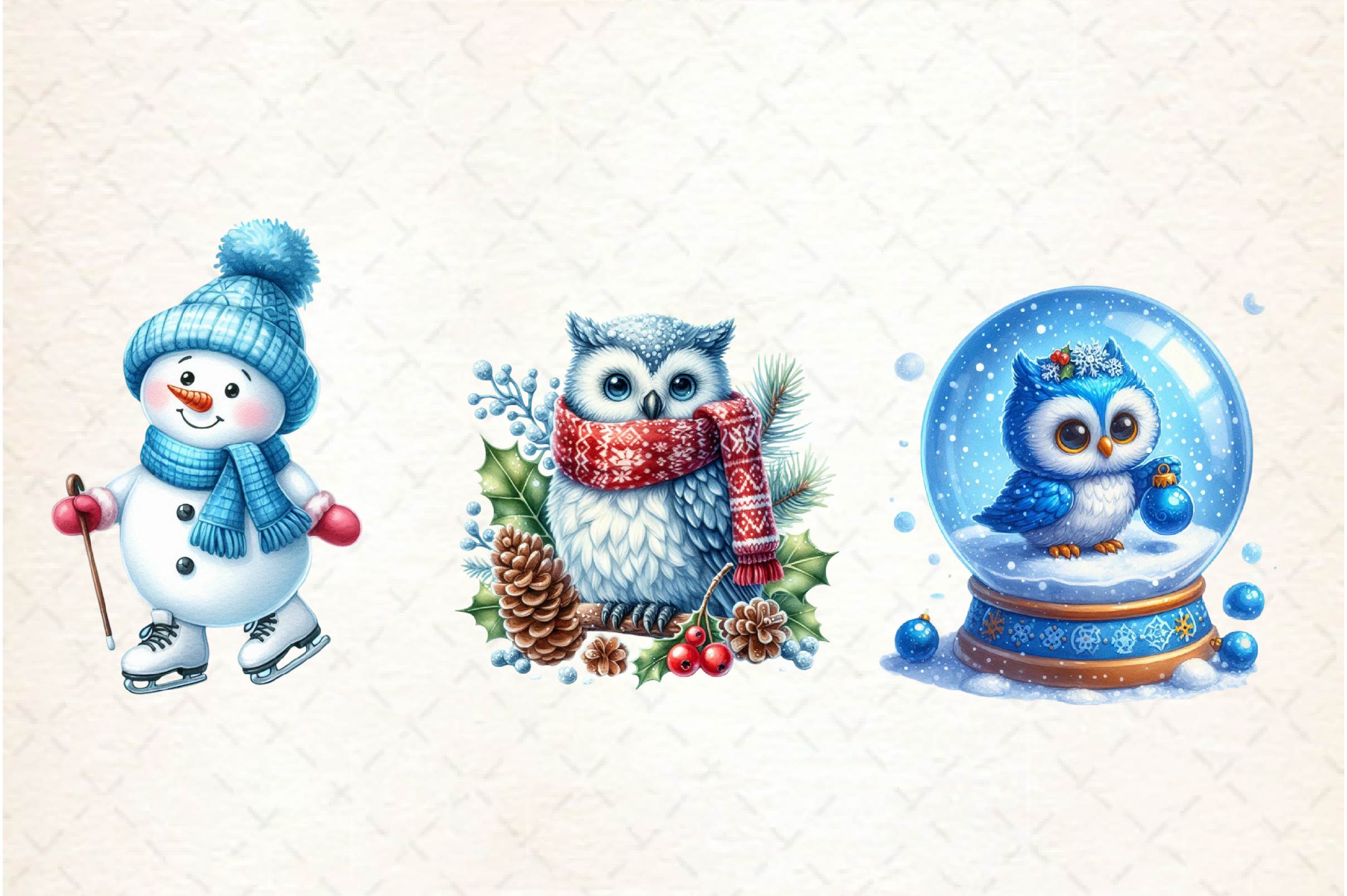 Christmas Owl Clipart Bundle - CraftNest - Digital Crafting and Art