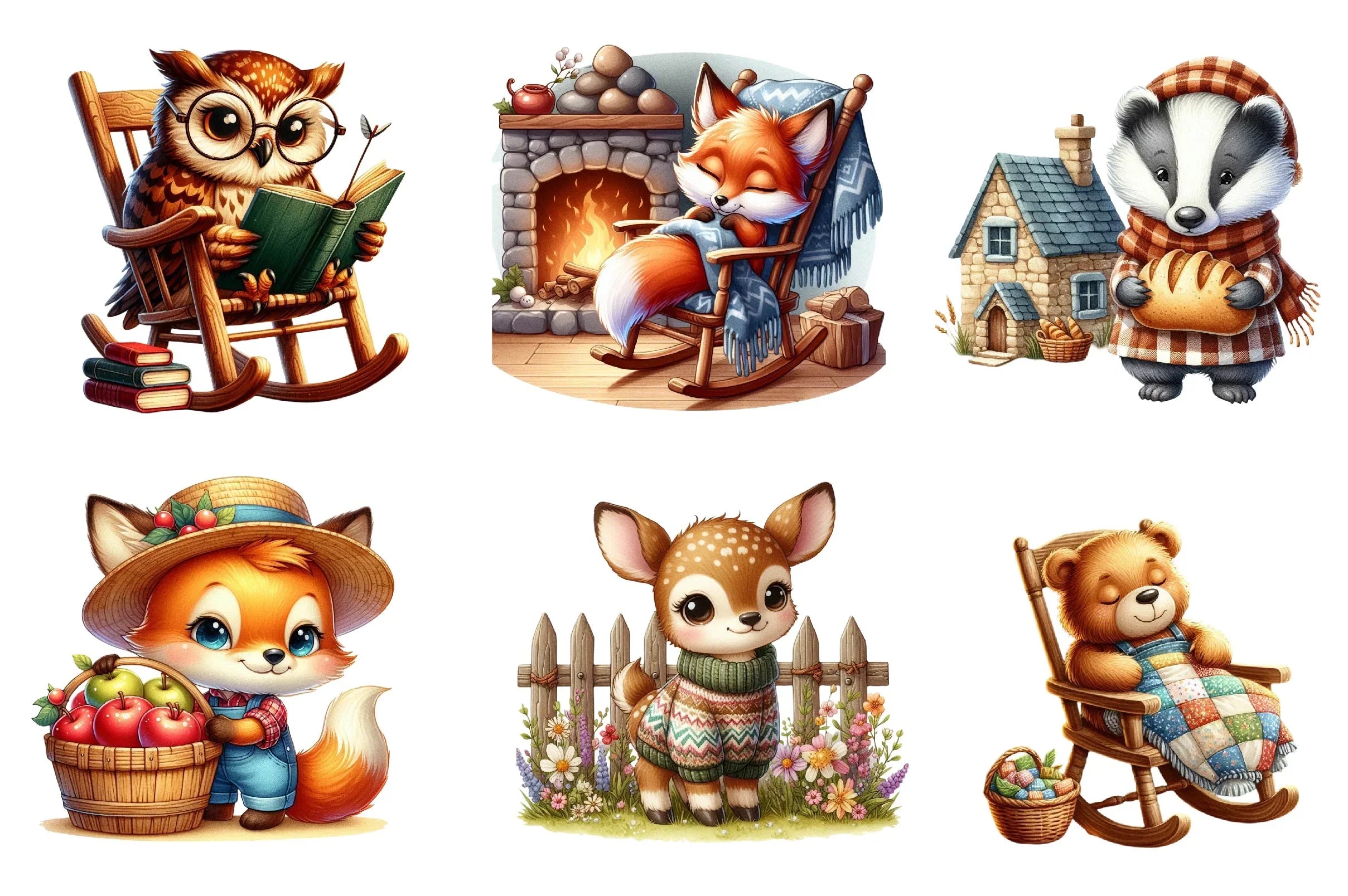 Rustic Animal Villagers Collection Clipart Bundle - CraftNest - Digital Crafting and Art