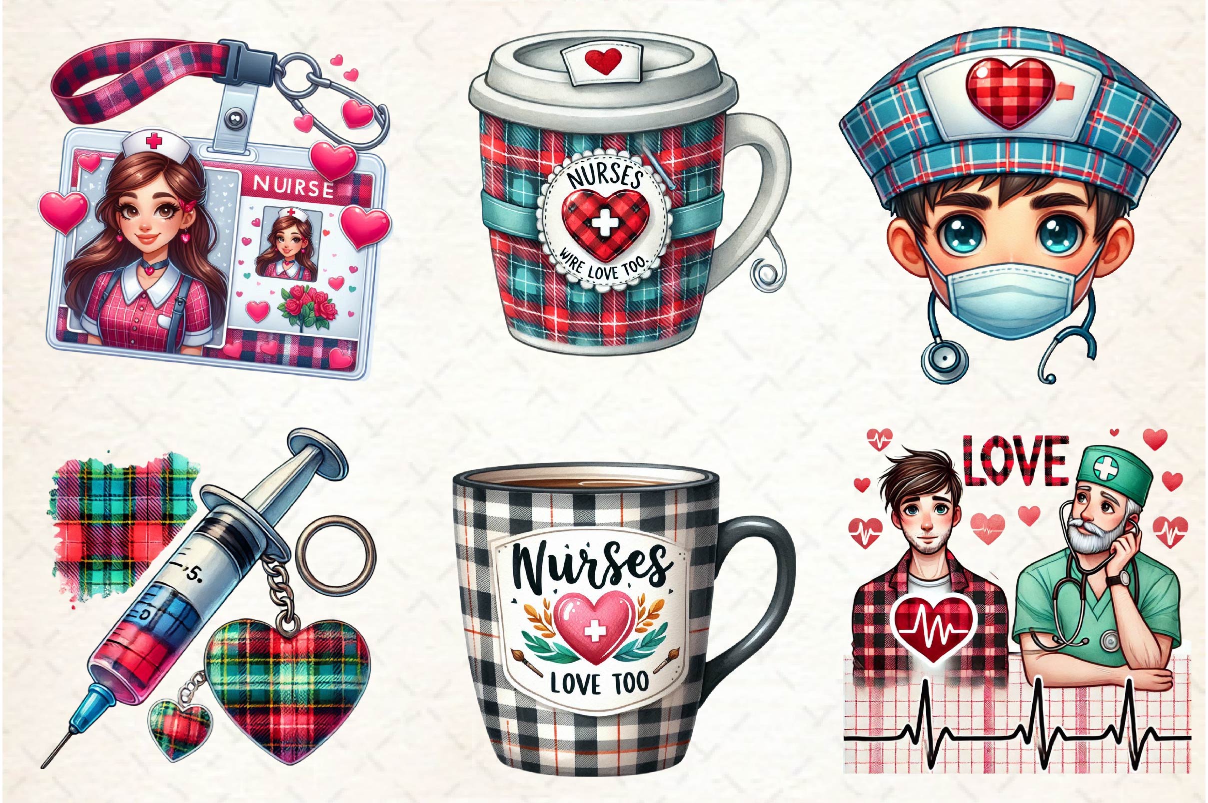 Nurse Valentine Clipart Bundle - CraftNest - Digital Crafting and Art