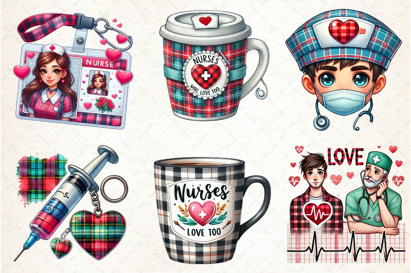 Nurse Valentine Clipart Bundle - CraftNest - Digital Crafting and Art