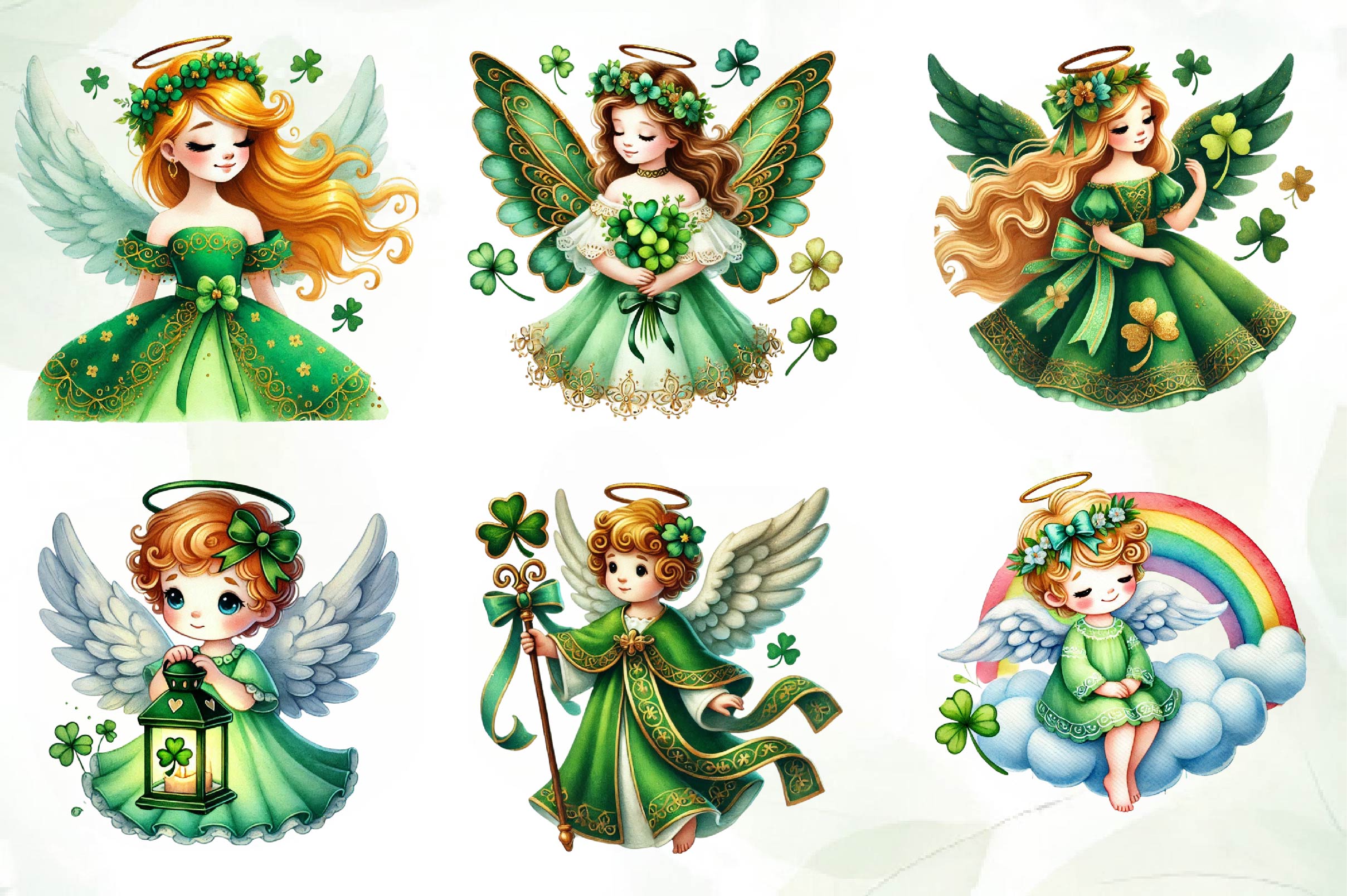 St Patricks Day Angels Clipart Bundle - CraftNest - Digital Crafting and Art