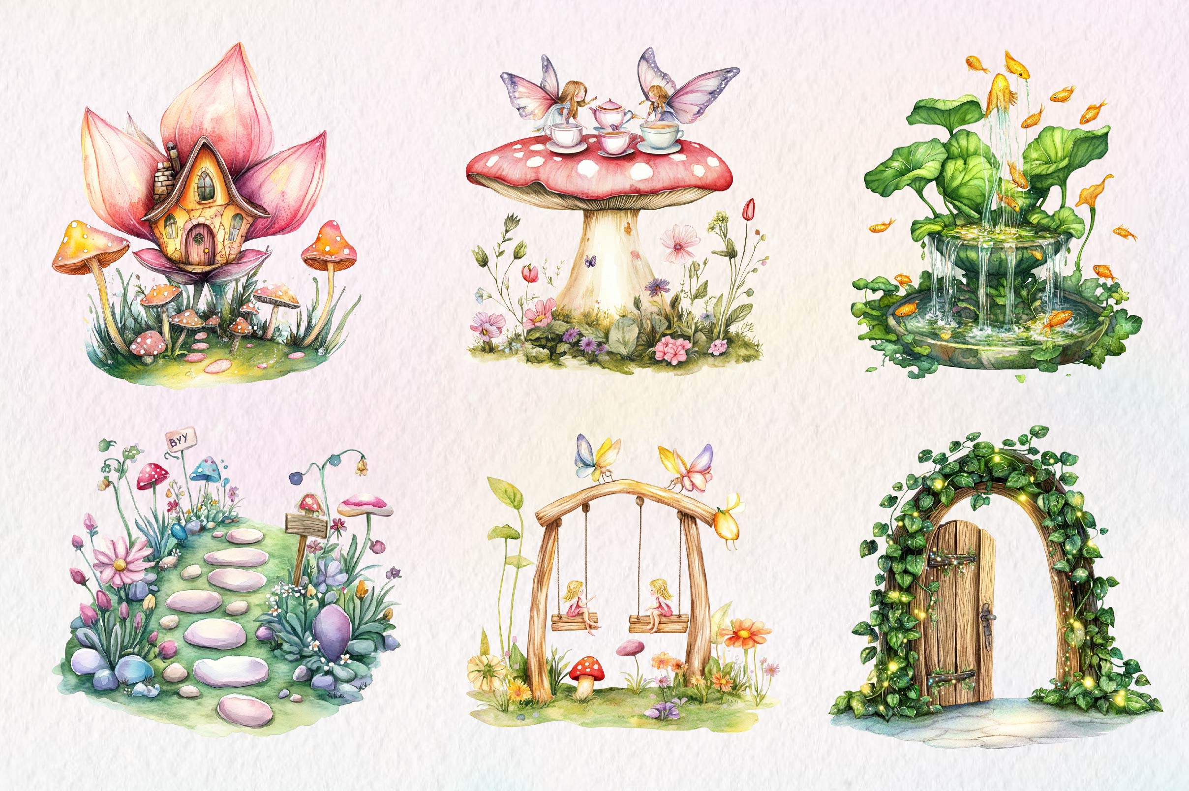 Whimsical Fairy Garden Clipart Bundle - CraftNest - Digital Crafting and Art