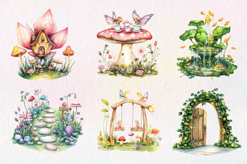 Whimsical Fairy Garden Clipart Bundle - CraftNest - Digital Crafting and Art