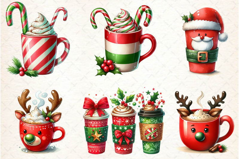 Christmas Festive Coffee Clipart Bundle - CraftNest - Digital Crafting and Art