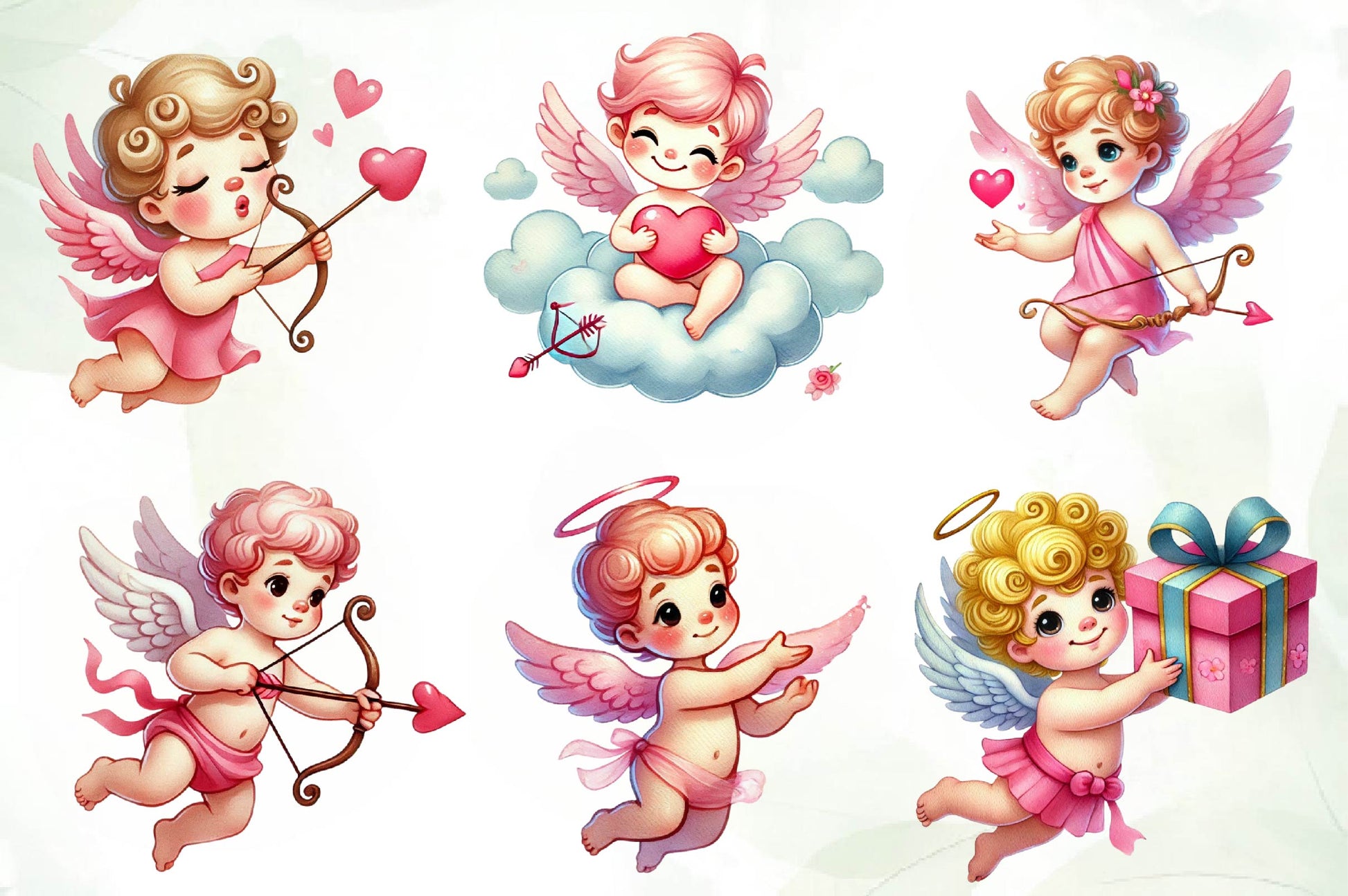 Cute Pink Valentine Cupid Clipart Bundle - CraftNest - Digital Crafting and Art