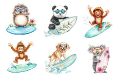 Retro Surfing Animals Clipart Bundle - CraftNest - Digital Crafting and Art