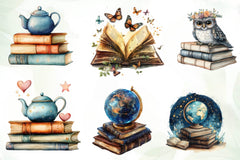 Whimsical Library Clipart Bundle - CraftNest - Digital Crafting and Art