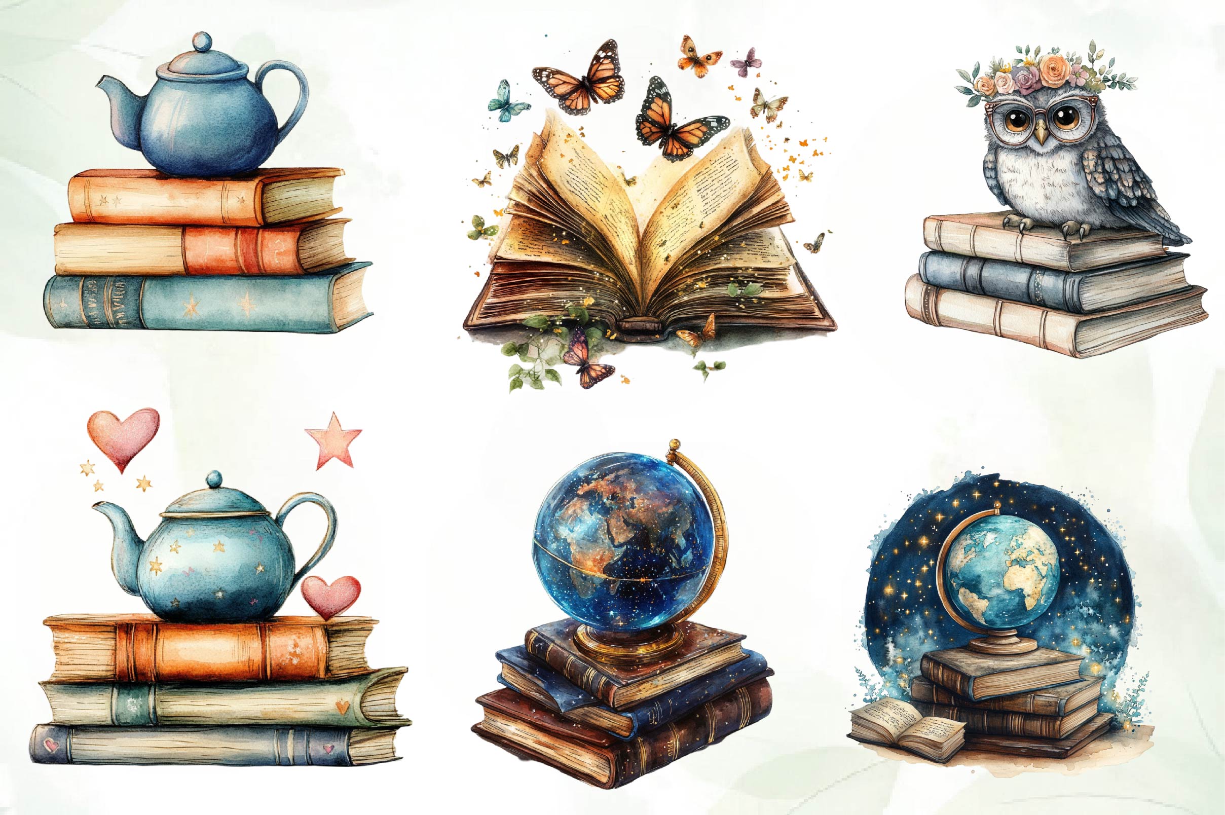 Whimsical Library Clipart Bundle - CraftNest - Digital Crafting and Art