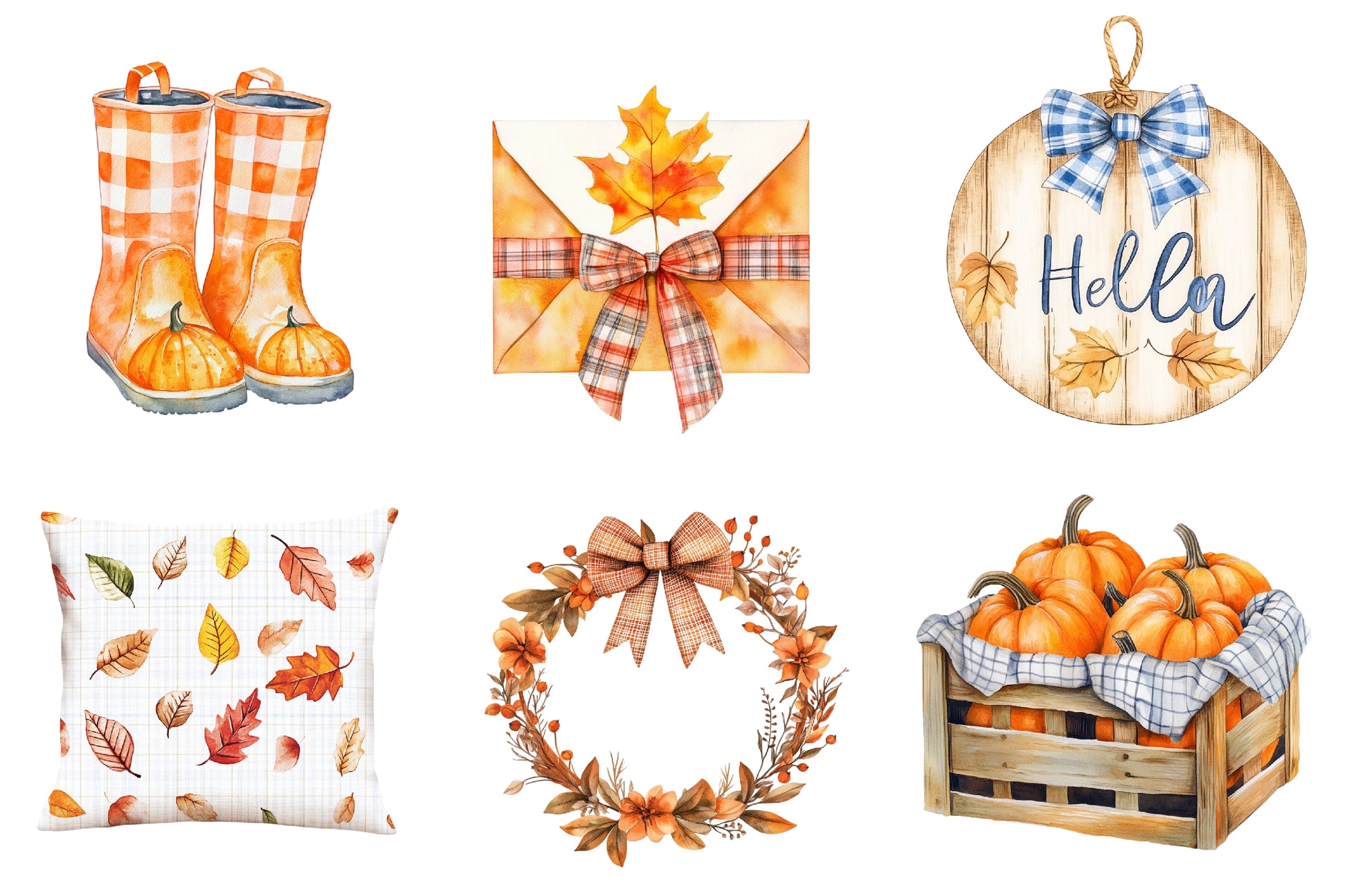 Gingham Autumn Clipart Bundle 1 - CraftNest - Digital Crafting and Art