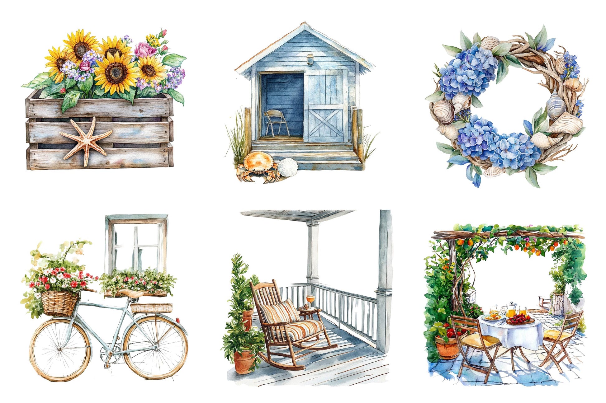 Summer Seaside Cottage Clipart Bundle - CraftNest - Digital Crafting and Art