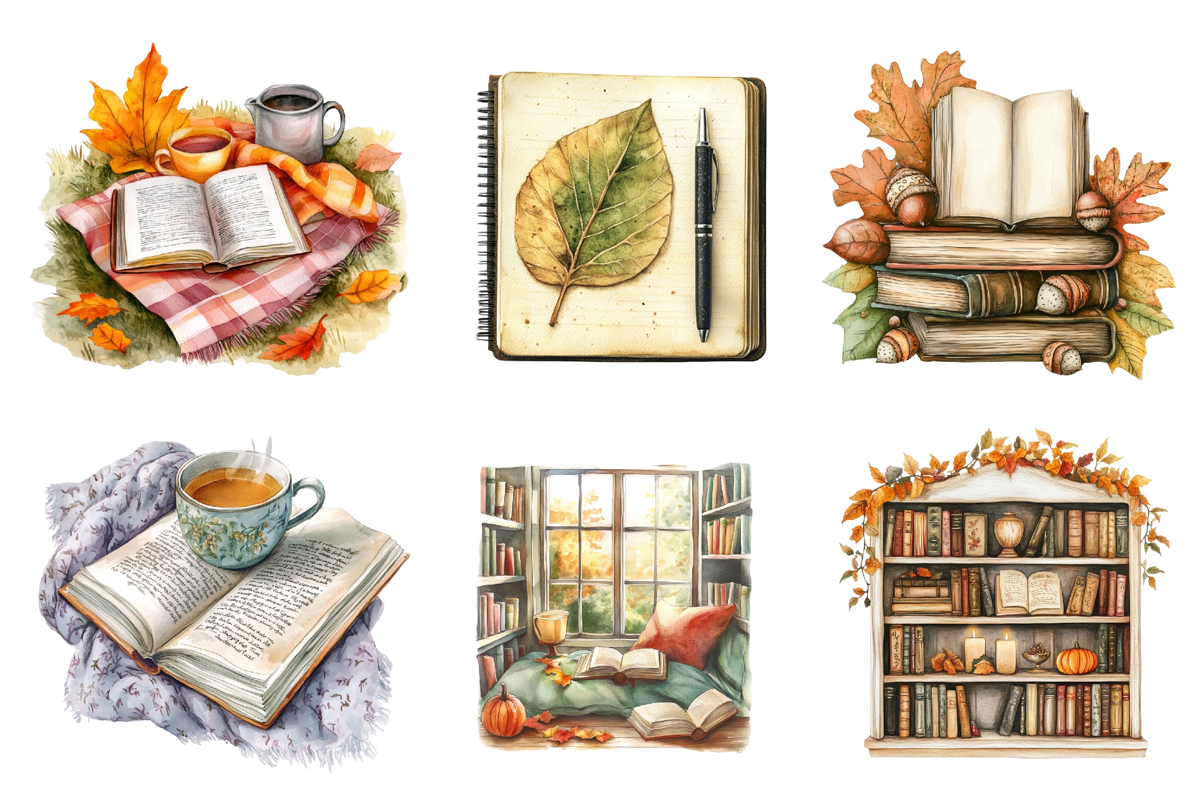 Autumn Reading Clipart Bundle - CraftNest - Digital Crafting and Art